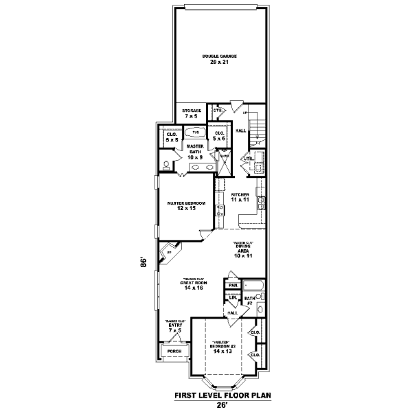 Floor Plan - Main Floor for European House Plan #81-13658 - 3 bed, 3 bath