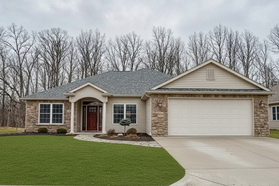 Exterior - Front Elevation for Ranch House Plan #1064-5 - 3 bed, 2 bath