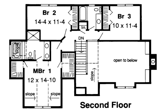 Floor Plan - Upper Floor for Traditional House Plan #312-231 - 3 bed, 2.5 bath