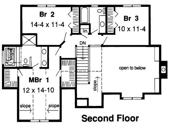 Floor Plan - Upper Floor for Traditional House Plan #312-231 - 3 bed, 2.5 bath