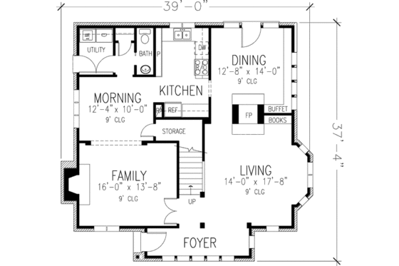Floor Plan - Main Floor for European House Plan #410-137 - 3 bed, 2.5 bath