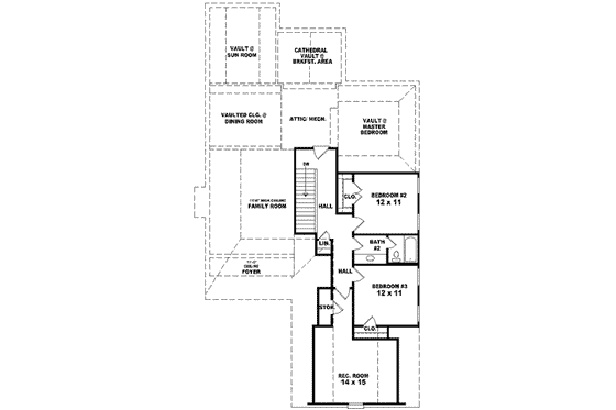 Floor Plan - Upper Floor for Southern House Plan #81-931 - 3 bed, 2.5 bath