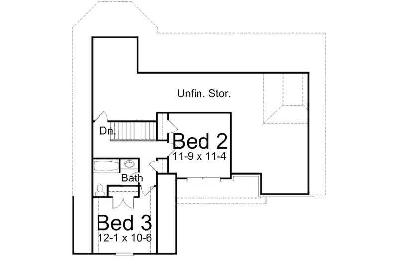 Home Plan - Floor Plan - Upper Floor for Tudor House Plan #119-335 - 3 bed, 2 bath