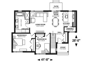 Floor Plan - Main Floor for Bungalow House Plan #23-2787 - 2 bed, 1 bath