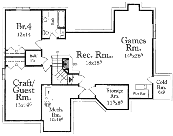 Traditional Floor Plan - Lower Floor Plan #409-109