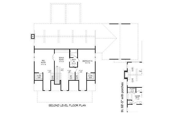 Floor Plan - Upper Floor for Farmhouse House Plan #932-709 - 4 bed, 3 bath