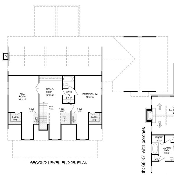 Farmhouse Floor Plan - Upper Floor Plan #932-709