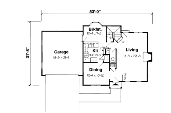 Floor Plan - Main Floor for Colonial House Plan #312-607 - 4 bed, 2.5 bath