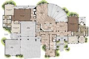 Mediterranean Style House Plan - 4 Beds 5 Baths 4320 Sq/Ft Plan #80-199 