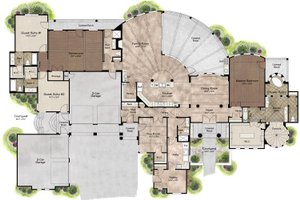Floor Plan - Main Floor for Mediterranean House Plan #80-199 - 4 bed, 5 bath