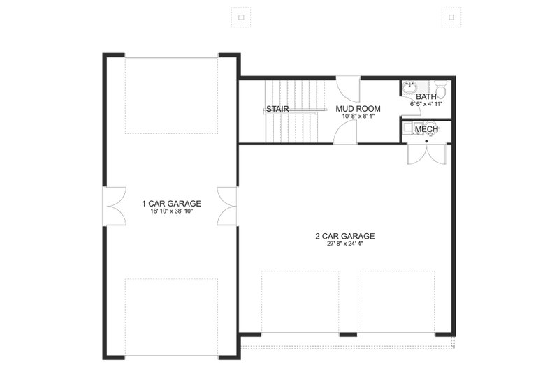 House Blueprint - Floor Plan - Main Floor for Modern House Plan #1060-155 - 1 bed, 1.5 bath