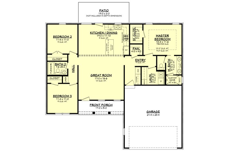 House Design - Floor Plan - Main Floor for Farmhouse House Plan #430-209 - 3 bed, 2 bath