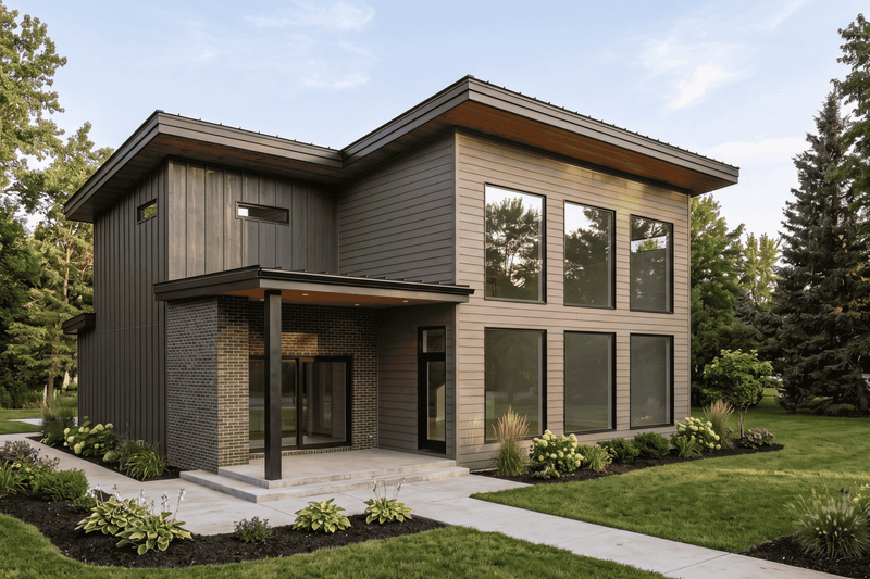 House Blueprint - Exterior - Rear Elevation for Modern House Plan #923-505 - 4 bed, 3 bath