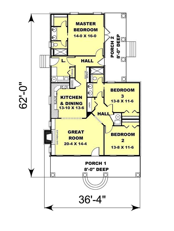 House Plan Design - Traditional Floor Plan - Main Floor Plan #44-185