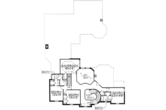 Floor Plan - Upper Floor for European House Plan #141-147 - 5 bed, 4.5 bath
