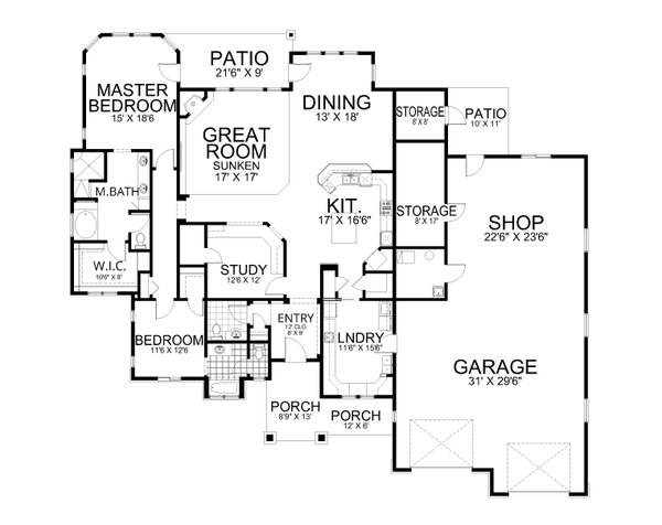 Craftsman Floor Plan - Main Floor Plan #112-226