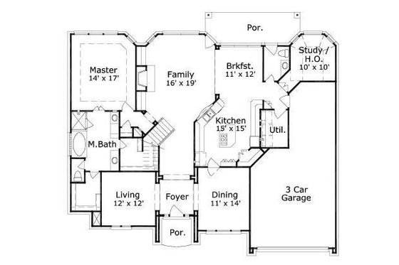 Floor Plan - Main Floor for Colonial House Plan #411-771 - 4 bed, 3.5 bath