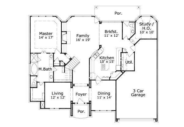 Colonial Floor Plan - Main Floor Plan #411-771