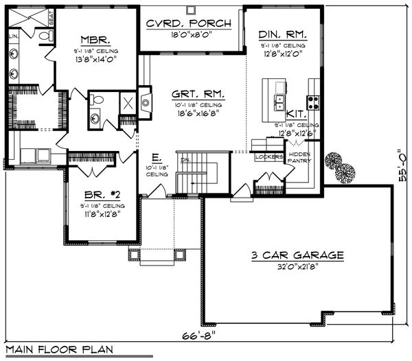 Home Plan - Ranch Floor Plan - Main Floor Plan #70-1208