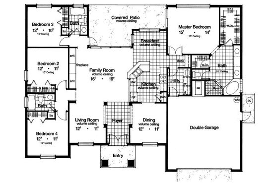 Floor Plan - Main Floor for Mediterranean House Plan #417-213 - 4 bed, 3 bath