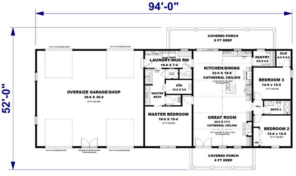 Barndominium Floor Plan - Main Floor Plan #44-296