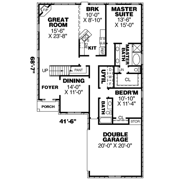 European Floor Plan - Main Floor Plan #34-196
