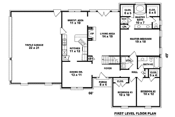 Floor Plan - Main Floor for Traditional House Plan #81-874 - 4 bed, 3 bath