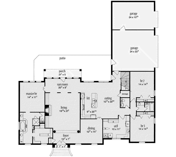 Southern Floor Plan - Main Floor Plan #36-453