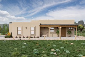 Exterior - Front Elevation 3 for Adobe / Southwestern House Plan #1106-16 - 3 bed, 2 bath