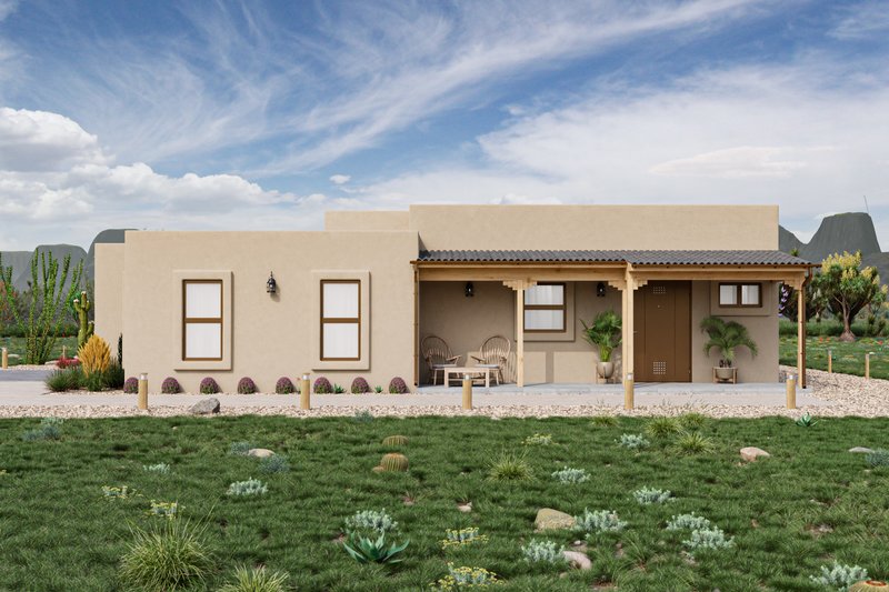 Architectural House Design - Exterior - Front Elevation 3 for Adobe / Southwestern House Plan #1106-16 - 3 bed, 2 bath