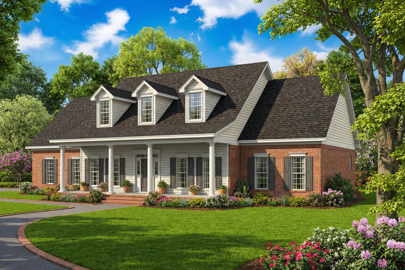 House Plan Design - Exterior - Front Elevation 3 for Colonial House Plan #17-2068 - 4 bed, 2.5 bath