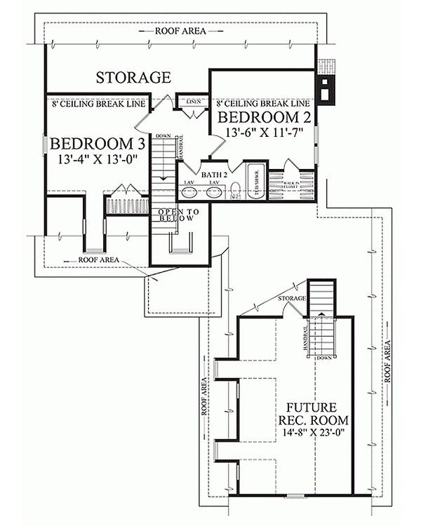 Southern Floor Plan - Upper Floor Plan #137-121