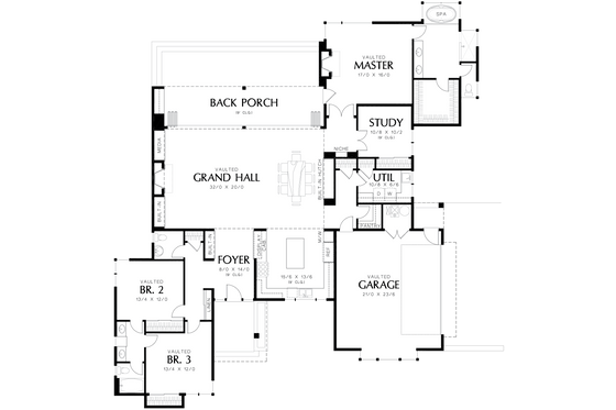 Floor Plan - Main Floor for Modern House Plan #48-497 - 3 bed, 2.5 bath