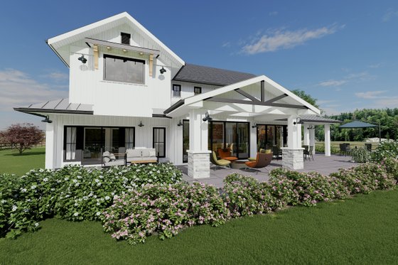 Exterior - Rear Elevation 1 for Farmhouse House Plan #1101-2 - 5 bed, 5.5 bath