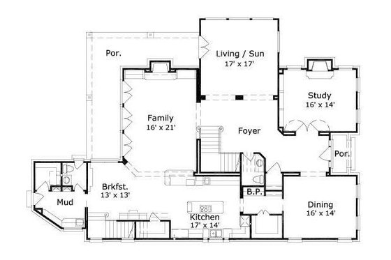 Floor Plan - Main Floor for Traditional House Plan #411-250 - 4 bed, 3 bath