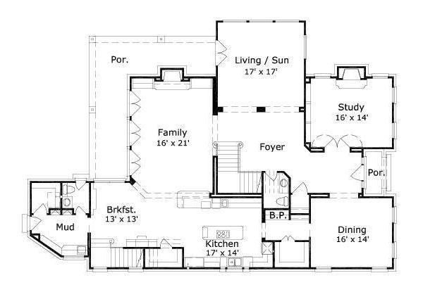 Traditional Floor Plan - Main Floor Plan #411-250