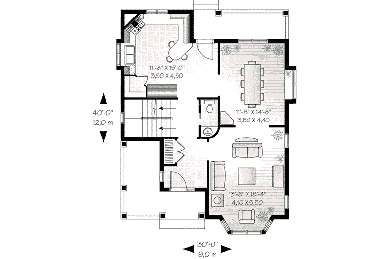 Home Plan - Floor Plan - Main Floor for Country House Plan #23-551 - 3 bed, 1.5 bath