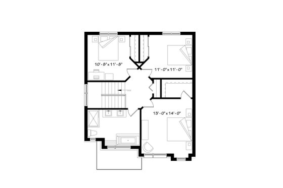 Floor Plan - Upper Floor for Contemporary House Plan #23-2307 - 3 bed, 2 bath