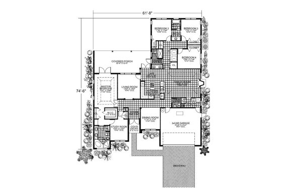 Floor Plan - Main Floor for Mediterranean House Plan #420-210 - 5 bed, 4 bath
