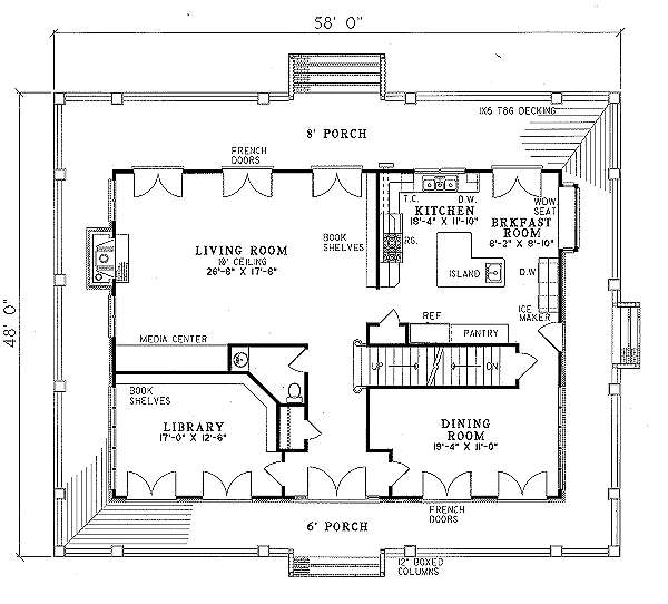 Dream House Plan - Southern Floor Plan - Main Floor Plan #17-2053
