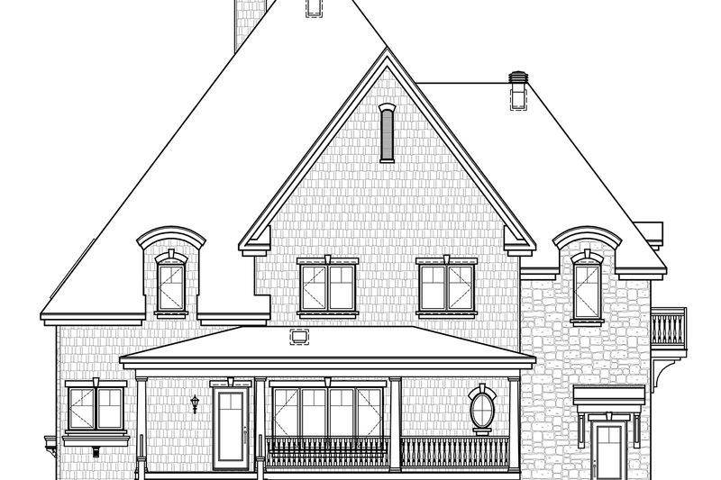 Home Plan - Exterior - Rear Elevation for European House Plan #23-583 - 4 bed, 2.5 bath