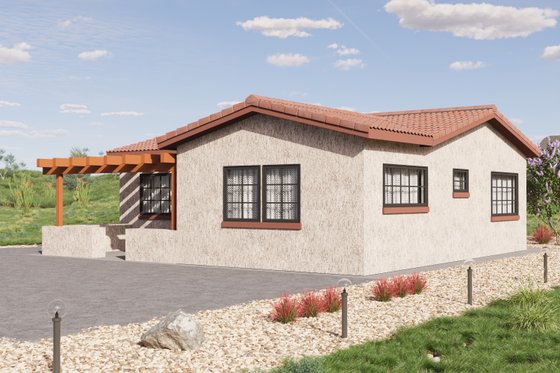 Exterior - Front Elevation 4 for Adobe / Southwestern House Plan #1106-155 - 2 bed, 2 bath
