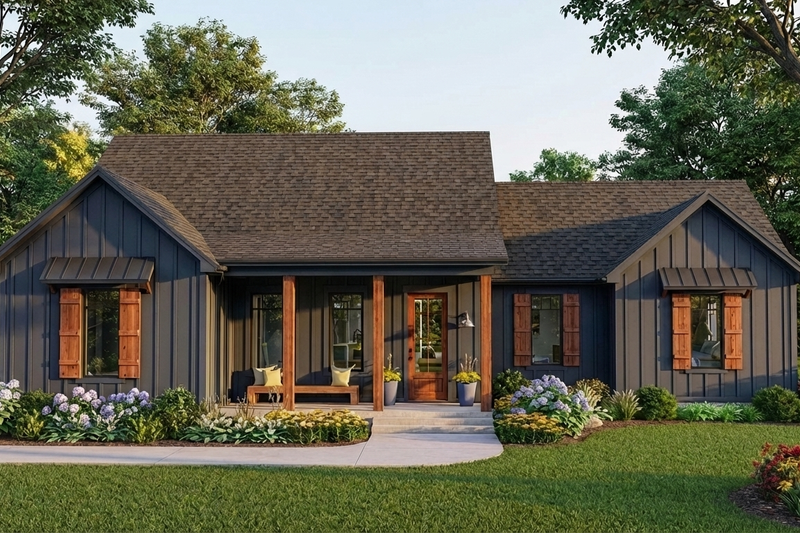 Home Plan - Exterior - Front Elevation 3 for Country House Plan #406-9659 - 3 bed, 2 bath