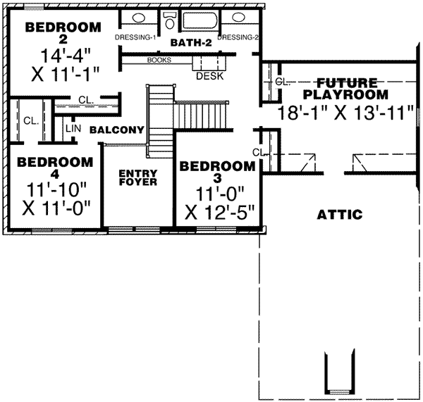 European Floor Plan - Upper Floor Plan #34-207