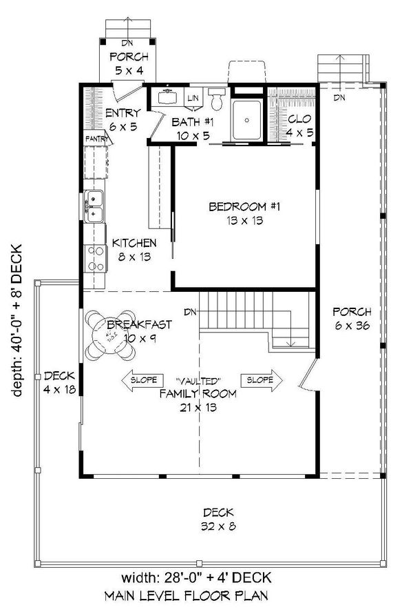 House Blueprint - Cabin Floor Plan - Main Floor Plan #932-107