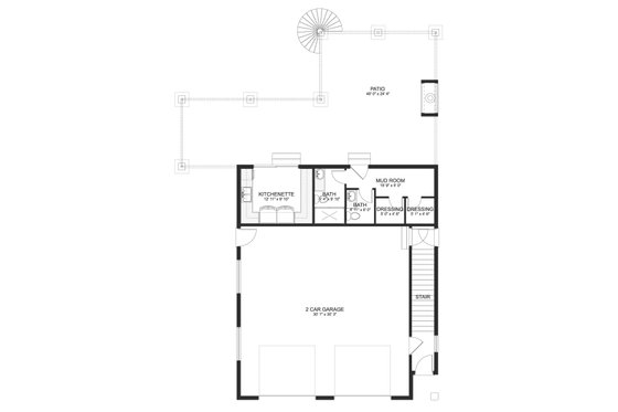 Floor Plan - Main Floor for Traditional House Plan #1060-76 - 1 bed, 2.5 bath