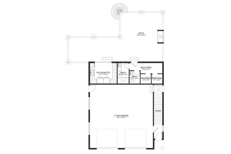 Architectural House Design - Floor Plan - Main Floor for Traditional House Plan #1060-76 - 1 bed, 2.5 bath