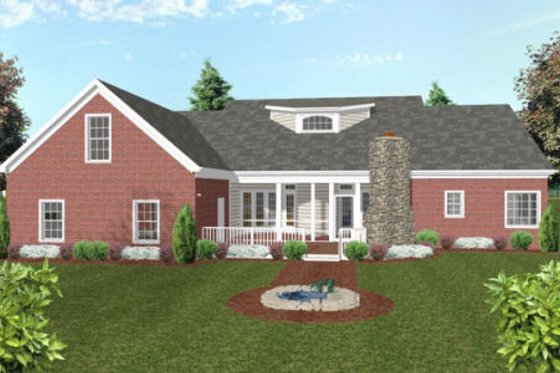 Exterior - Rear Elevation for Country House Plan #56-582 - 3 bed, 3 bath