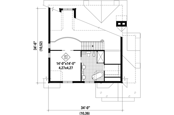Floor Plan - Upper Floor for Cabin House Plan #25-4737 - 3 bed, 1 bath
