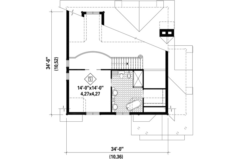 House Blueprint - Floor Plan - Upper Floor for Cabin House Plan #25-4737 - 3 bed, 1 bath